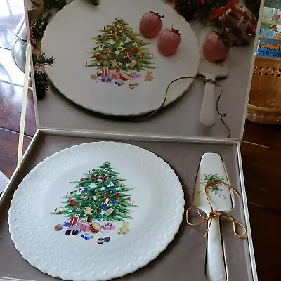 Mikasa Bone China Christmas Spirit Cake Plate And Server Set • $23