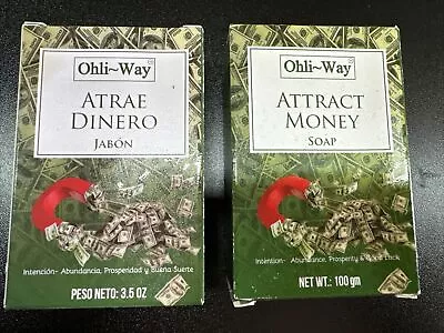 TWO - 100gm Attract Money Soap Ohli-Way Atrae Dinero Jabon 3.5 Oz - DOS Jabones • $10.99