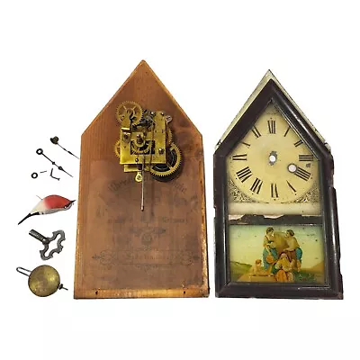 Antique German Miniature Cathedral Clock Movement & Parts Key Pendulum • $49.95