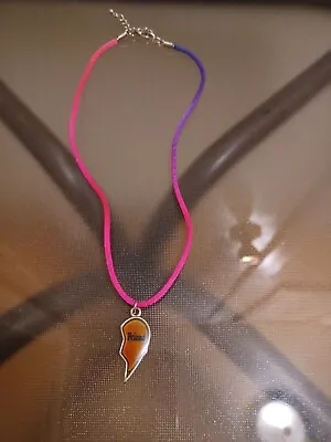 Necklace Half Heart Friend Mood Color Changing On Rope Cord Pink • $9.50