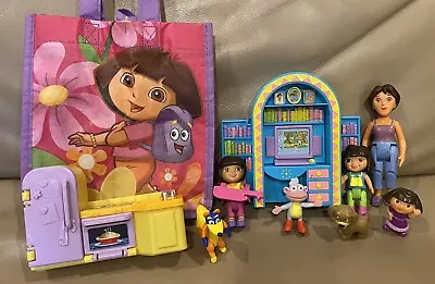 Mattel Dora The Explorer Doll House KITCHEN Refrigerator Sink Oven MEDIA Center • $34.99