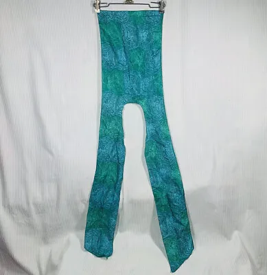 Vtg 70s Vera Collar Scarf 100% Silk Green Blue Honeycomb Print Tie Front Oblong • $59