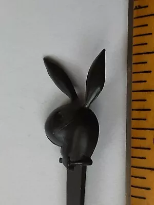 Vintage Swizzle Stir Olive Pick Playboy Logo 2.5  Black Plastic Advertising • $7.99