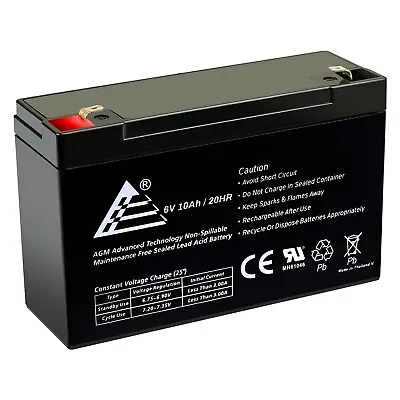 New ExpertBattery 6 Volt 10 Amp 6v 10Ah AGM Battery F1 For UPS Replaces RBC52 • $22.84
