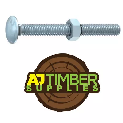 £35.99 • Buy Coach Carriage Bolts Cup Square Bolts Screws With Hexagon Nuts M6 M8 M10 M12