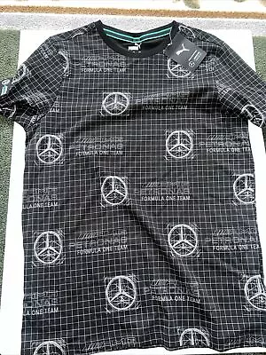 NWT Puma Mercedes AMG All Over Print Logo Men's T Shirt Black Sz XL $45 • $24.97