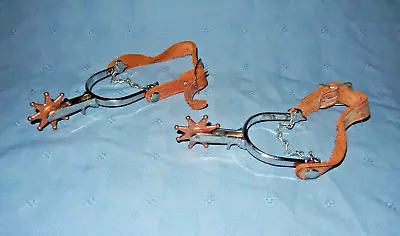 Vintage Children Size Toy Cowboy Spurs With Chains And Leather Straps -Wild West • $24.99