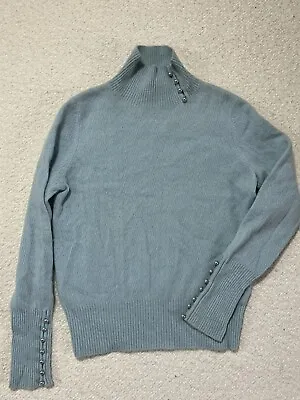 Mainbocher Turtleneck Sweater Light Blue 100% Cashmere Sz M  00018 • $21.75