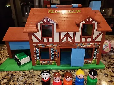 Vintage 1986 Fisher Price #0952 Little People Play Brown Tudor House Complete!  • $75