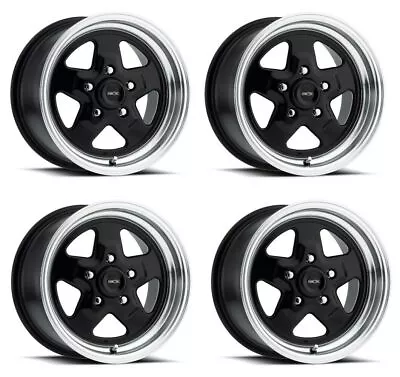 Set 4 15  Vision American Muscle 521H Nitro Black Machined 15x10 5x4.75  -25mm • $592