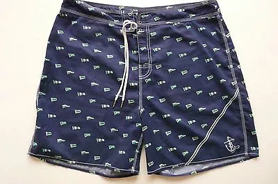 POLO BY RALPH LAUREN 100% POLYESTER BLUE NAUTICAL MOTIVE SHORTS Sz 36 • $20