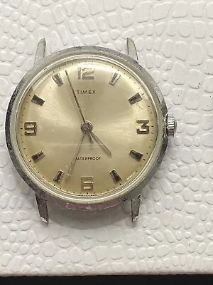 Vintage 1969 TIMEX Marlin Men Wristwatch With Linen Bezel Silver Indices • $75.87