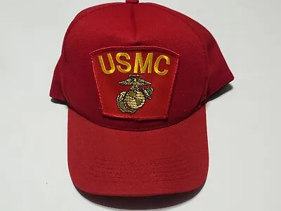 Vintage USMC United States Marine Corps Red Snapback Trucker Hat Patch Made USA • $8.97