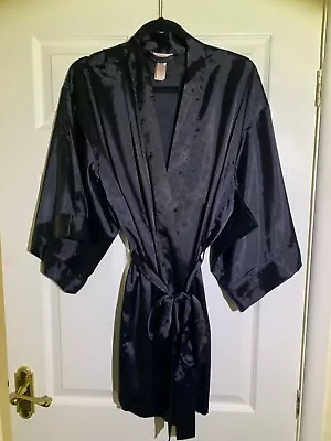 Black Satin Robe 12 - 14 La Senza Silky • £4.49