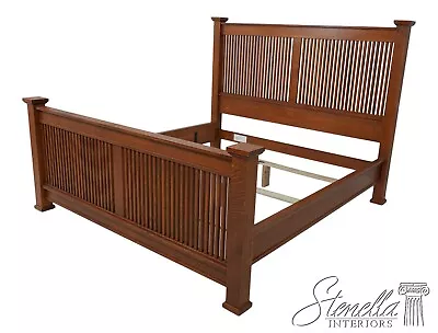 60300EC: STICKLEY King Size Mission Oak High Back Bed • $6595