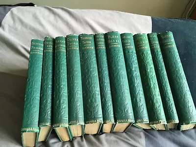 COLLECTION OF CHARLES DICKENS  SET OF 11   IN GREEN ( AGE UNKNOWN COULD BE 1940s • £30
