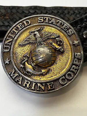 Vtg MARINES CORPS Belt Buckle Worn Military USMC Great American RARE VG+ • $15.95