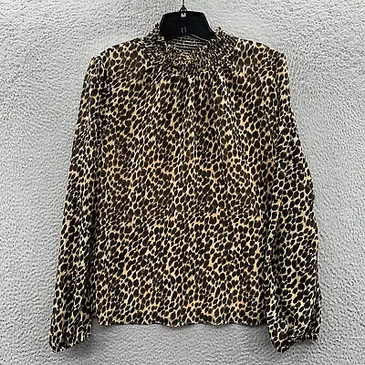 J Crew Blouse Womens Medium Top Cheetah Print Long Sleeve • $13.95