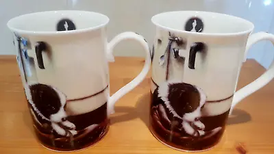 Border Collie Mugs Called Little Rascal Dogs By Danbury Mint Pair • £8.99
