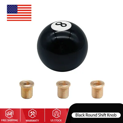 Black Round Shift Knob Universal No.8 Billiard Ball Gear Shifter W/ 3 Adapters • $12.99