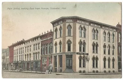 Coldwater Michigan MI ~ Main Street Looking East From Monroe St. C.1908 • $5.99