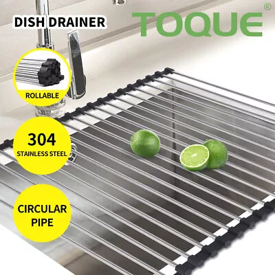 Toque Stainless Steel Dish Drying Rack Over Sink Kitchen  Foldable RollUp Mat • $19.99