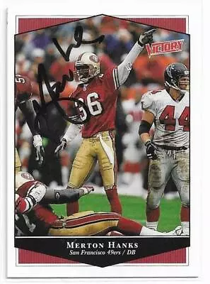 MERTON HANKS Autographed Signed 1999 Victory Card #242 San Francisco 49ers COA • $10