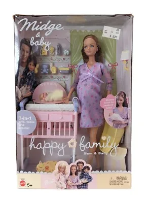 New Mattel Happy Family Pregnant Midge And Baby Barbie Doll 2002 NIB RARE FIND  • $249.99
