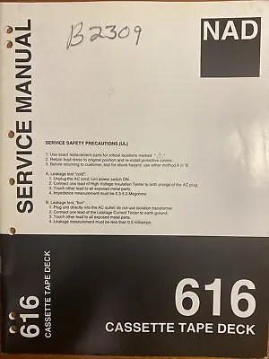 Nad Electronics 616 Cassette Tape Deck Original Service Repair Manual • $13.94