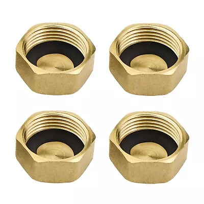 4pcs 3/4  Brass Washing Machine Blanking Cap Nut & Washer Brass Hose Connectors • £8.66