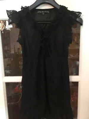 Mela Loves London Black V Neck Sleeveless Lace Body In MinI Dress S/M Uk 8-10 • £7.99