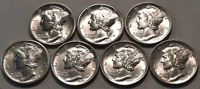 Lot (7) Better High Grade Mercury Dimes 1916 S 17 1918 1919 1920 1923 Silver 10C • $45