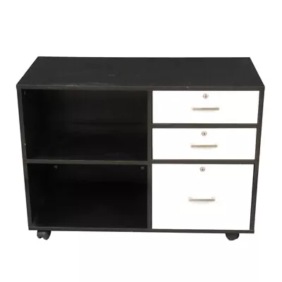 Wood File Cabinet With 3 Drawer And 2 Open Shelves Office Storage Cabinet With • $168.67