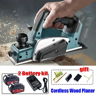 For Makita Li-Ion Cordless 82mm Wood Planer Electric Plane With 2 Batteries Kit • $121.98