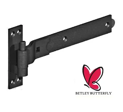 20  24  Cranked Hook & Band Gate Hinges Epoxy Black Heavy Duty Gate Hinge Pairs • £58