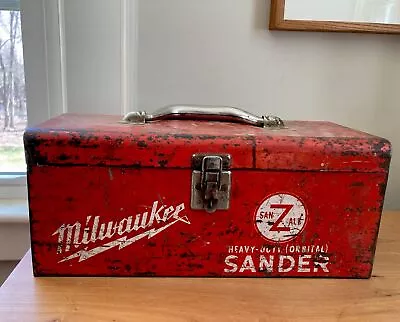 Vintage MILWAUKEE Red Metal SanZall Heavy Duty Orbital Sander Storage Case • $40