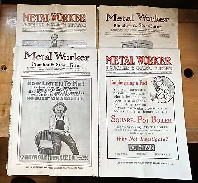4 Metal Worker Plumber & Steam Fitter Magazines 1911 1912 • $50