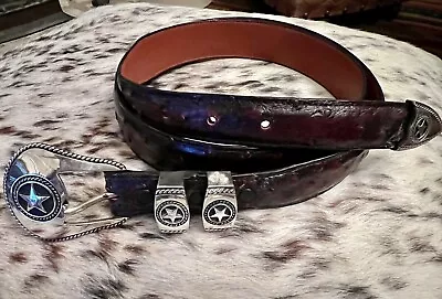 Randall Moore SS Lone Star Buckle Set W/Burgundy Tom Taylor Ostrich Belt • $575