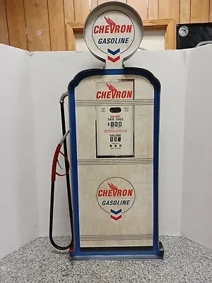 Chevron Gasoline Vintage Porcelain Gas Pump Metal Sign $0.12/gal! A-x • $149.99