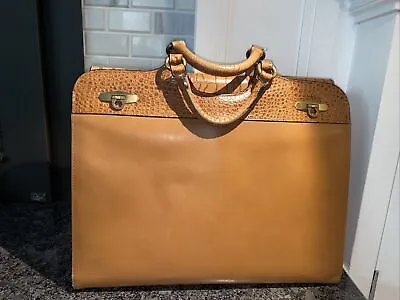 Franklin Covey Brown Leather Croc Snake Skin Laptop Organizer Bag Briefcase • $29.99