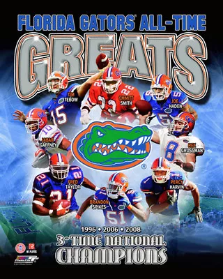 FLORIDA GATORS Football ALL-TIME GREATS 8 Legends 3 Championships POSTER Print • $40.49