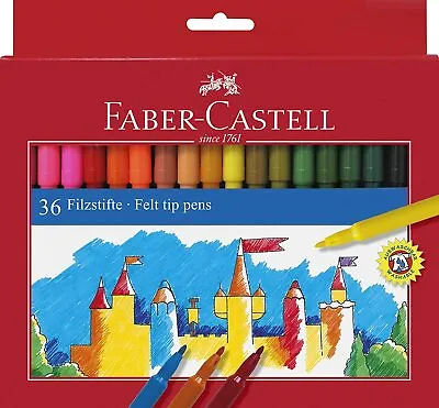 Faber-Castell Fibre Felt Tip Pens - Assorted Colours - Pack Of 36 • £6.99