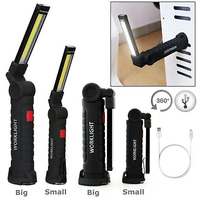 Magnetic Rechargeable COB LED RED Work Light Lamp Flashlight Folding Torch • $7.95