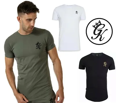 Gym King Men's T-Shirt Longline Fitted Tee Shirt Crew Neck Cotton Top Brand New • £14.99