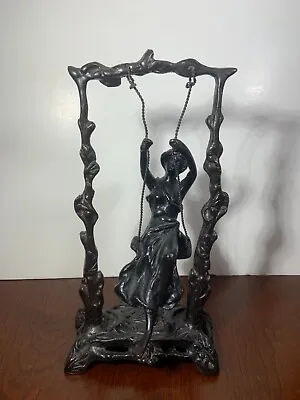 Antique Auguste Moreau Girl On A Swing 8.5  Reproduction Bronze Sculpture • $65