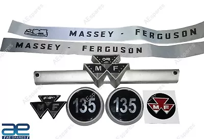 Front Grill Badge & Bonnet Sticker Set For Massey Ferguson 135 Tractors • £62.29