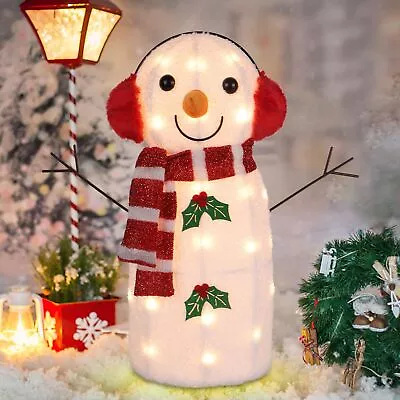 Lighted Christmas Decorations 20 Inch Snowman 25 Lights 3D Snowman With Scar... • $70.48