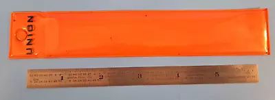 Vintage Union Tool Co 6  Tempered Steel Rule No 4 W Sleeve - Orange MA USA • $18