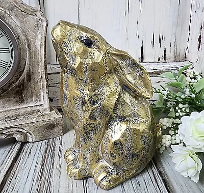 Gold Spring Sitting Bunny Figurine Vintage Cottagecore Easter Summer Home Decor • $12.99