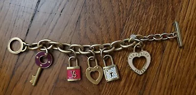 Used Victoria's Secret Charm Bracelet - Pave Lock Pink Heart Key  • $25